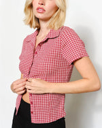 Red Lainey Fitted Plaid Shirt