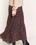 Espresso Floral Tiered Maxi Skirt