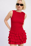 Wine Smocked Mini Dress