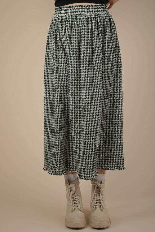 Plus Size Green Check Maxi Skirt