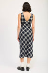 Navy Plaid Maxi Dress