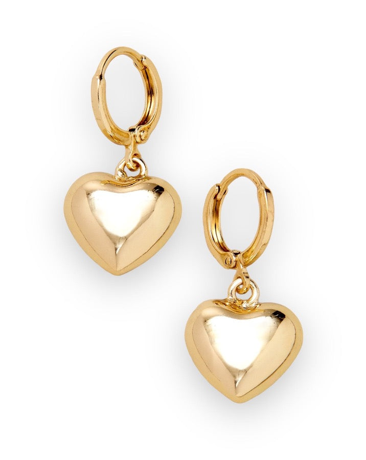 gold chunky chubby heart huggies earrings long beach