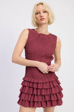 Wine Smocked Mini Dress