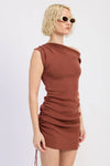Brown Mini Off Shoulder Dress