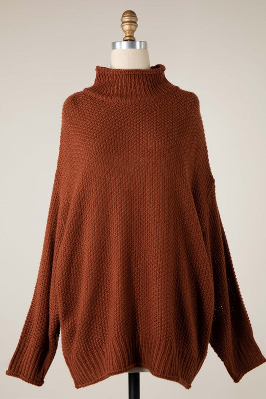 Cognac Lucille Mock Neck Sweater