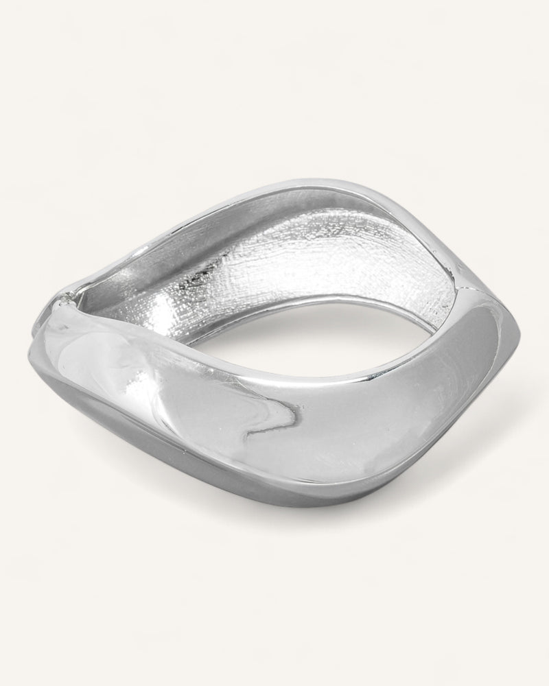 Silver Large Wavy Bangle Bracelet