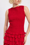 Wine Smocked Mini Dress