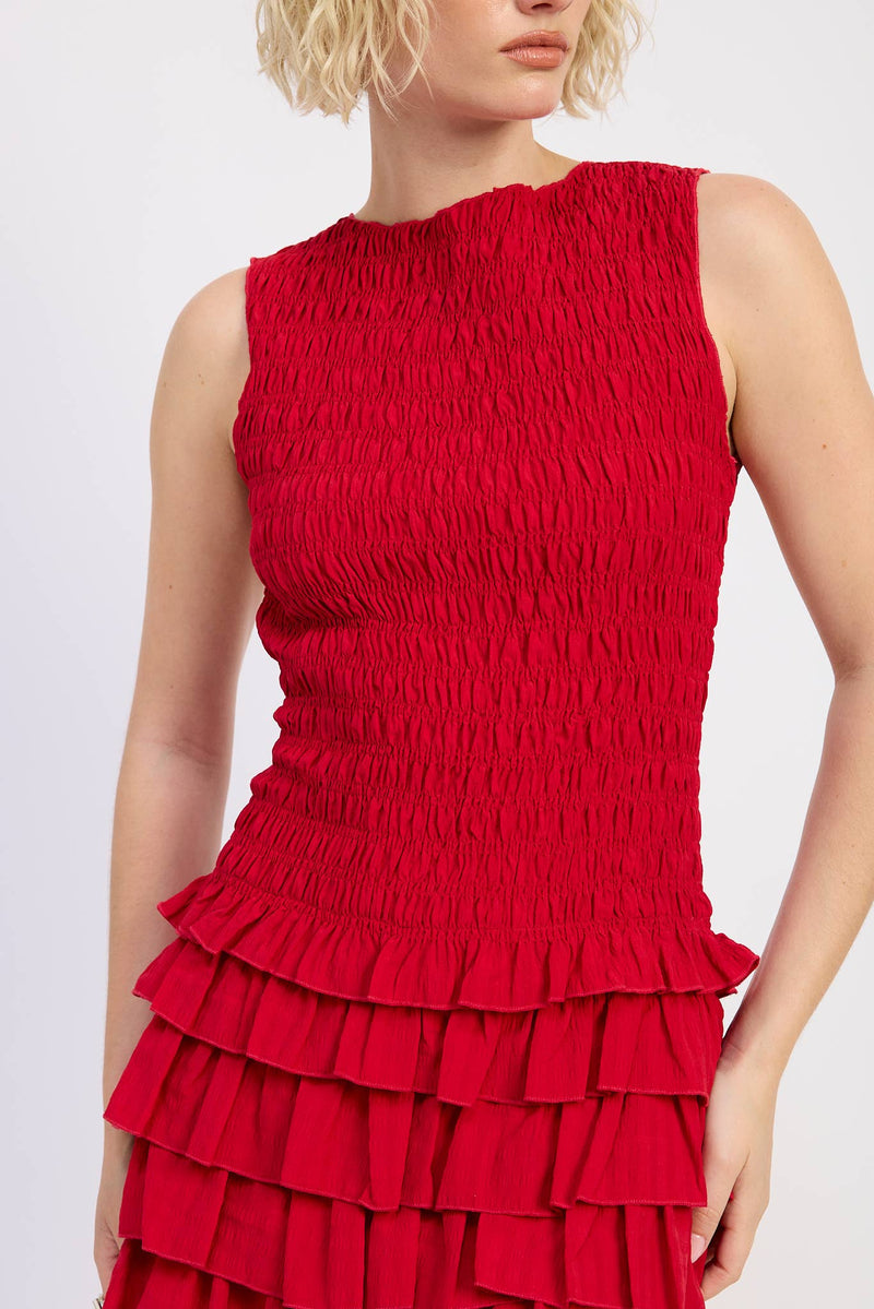 Wine Smocked Mini Dress