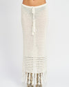 Off White Crochet Fringe Skirt