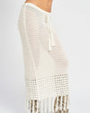 Off White Crochet Fringe Skirt