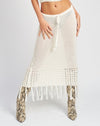 Off White Crochet Fringe Skirt