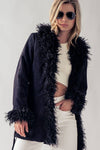 Black Corduroy Fur Trim Jacket