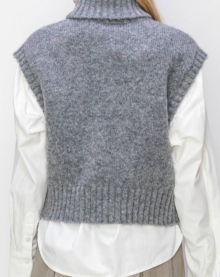 Oversized Cowl Neck Sweater Vest