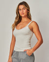 White Ribbed Seamless Lace Trim Tank Top