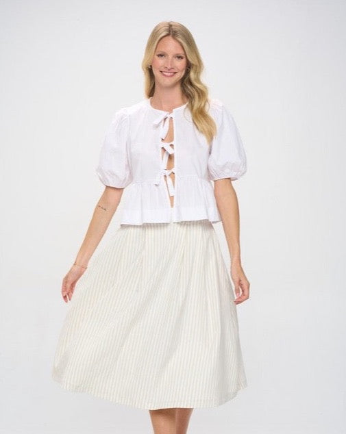 White Jane Tie Front Top