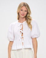 White Jane Tie Front Top
