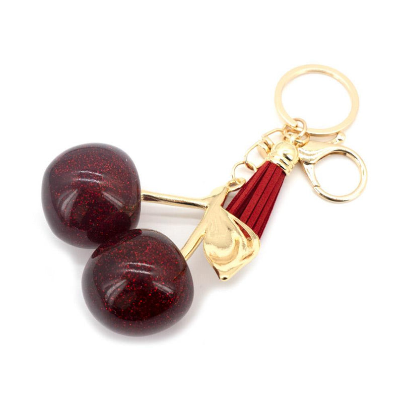 Glitter Red Cherry Key Chain