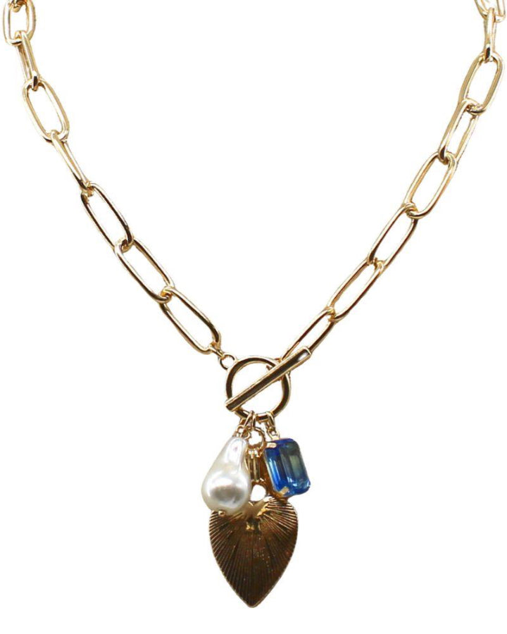 Blue Stone Heart Charm Necklace