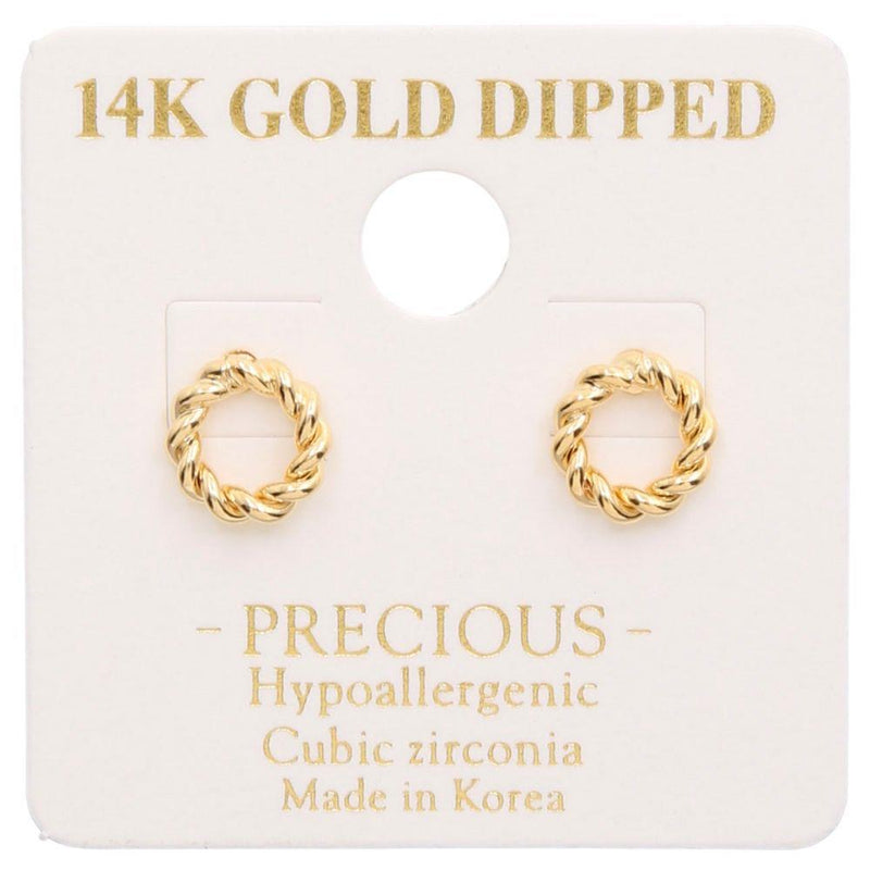 Gold Braided Round Stud Earring