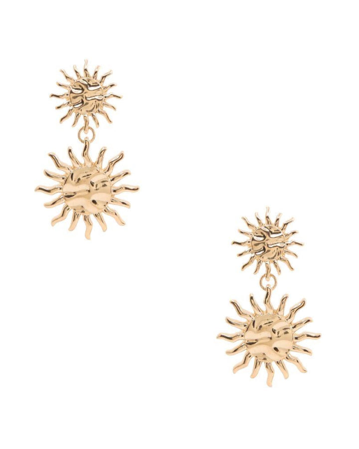 Double Sun Metal Dangle Earring