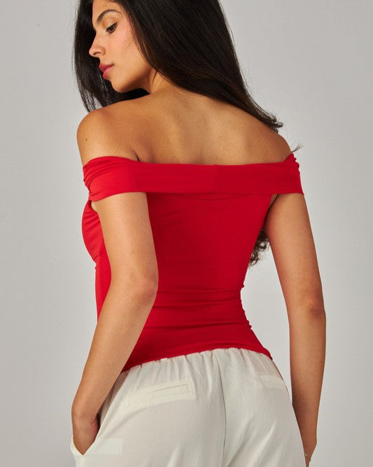 Cherry Red Front Twist Top