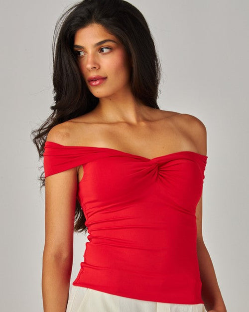 Cherry Red Front Twist Top