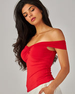 Cherry Red Front Twist Top