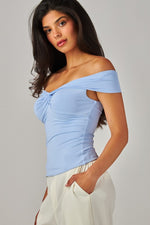 Light Blue Front Twist Top