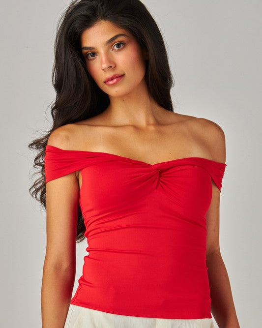 Cherry Red Front Twist Top