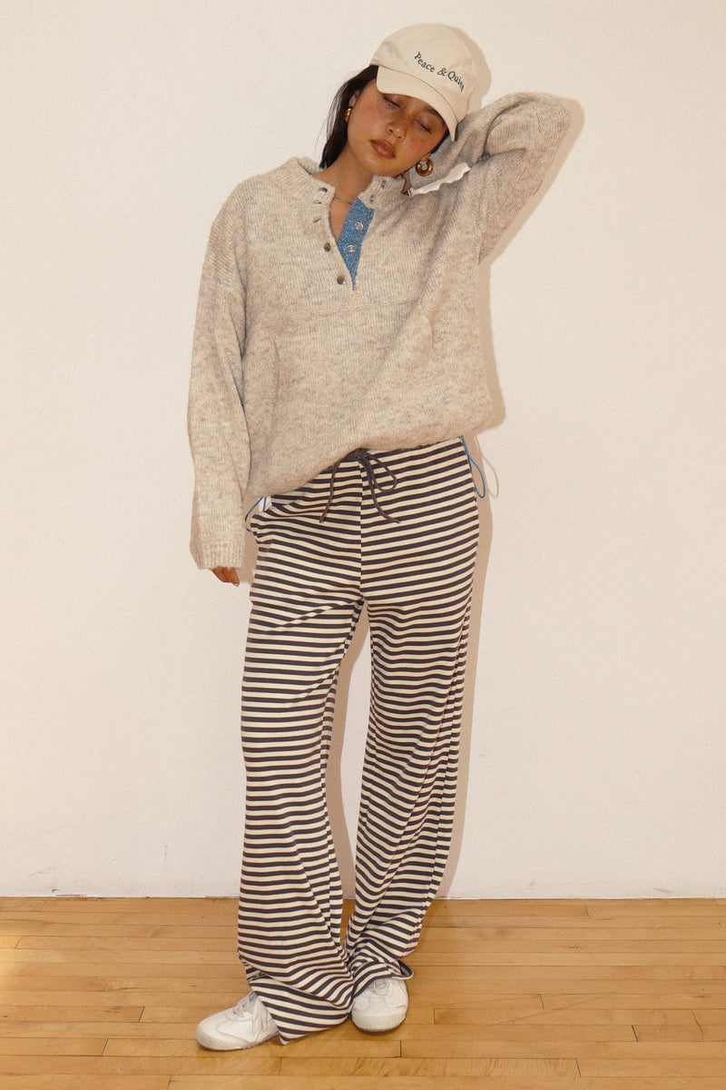 Two Tone Snap Collar Sweater