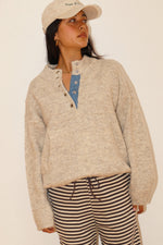 Two Tone Snap Collar Sweater