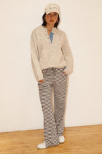 Two Tone Snap Collar Sweater