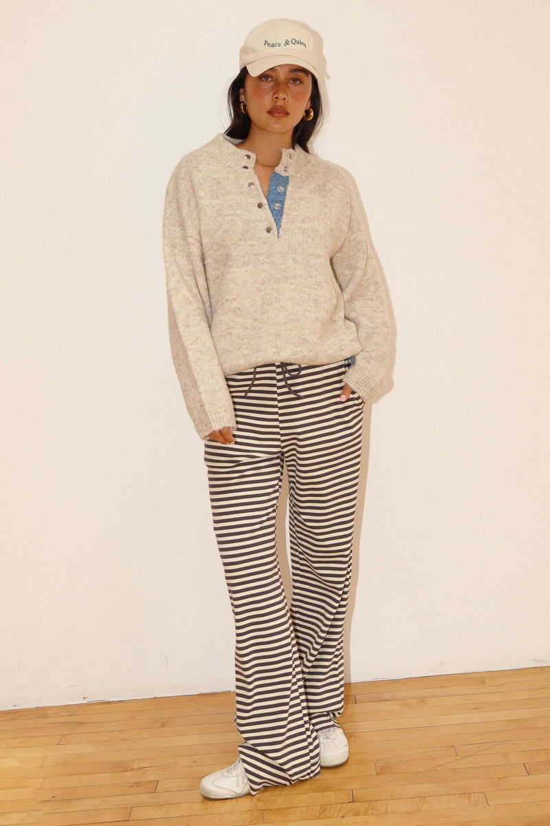 Two Tone Snap Collar Sweater