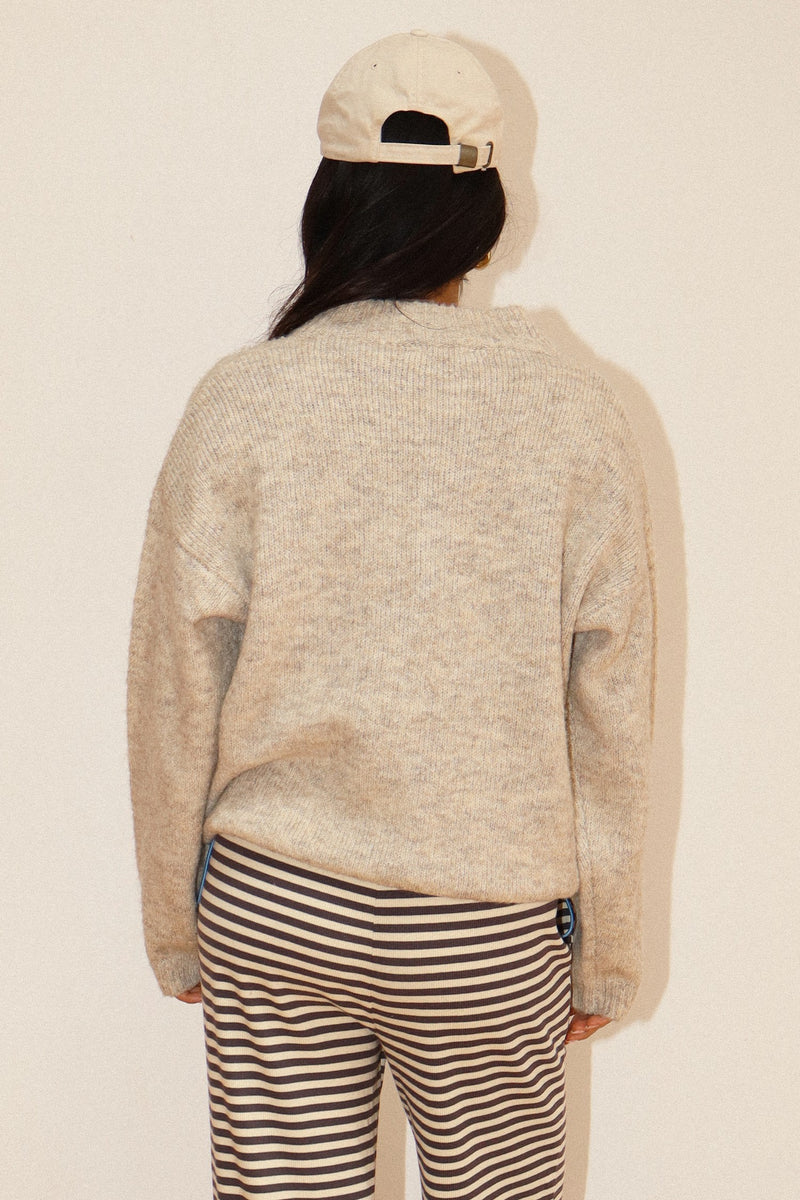 Two Tone Snap Collar Sweater