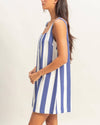 Blue Striped Woven Mini Dress