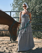 Navy Abigail Smocked Waist Maxi Dress