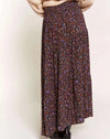 Espresso Floral Tiered Maxi Skirt