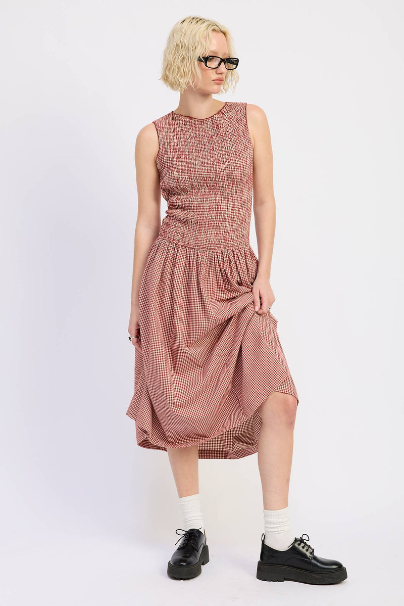 Gingham Backless Maxi Dress