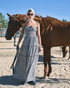 Navy Abigail Smocked Waist Maxi Dress