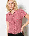 Red Lainey Fitted Plaid Shirt