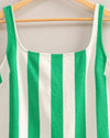 Green Striped Woven Mini Dress