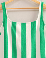 Green Striped Woven Mini Dress