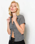 Black Lainey Fitted Plaid Shirt