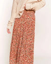 Apricot Floral Tiered Maxi Skirt