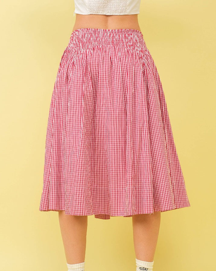 Drop Waist Red Gingham Skirt