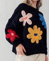 Embroidered Daisy Floral Oversized Sweater