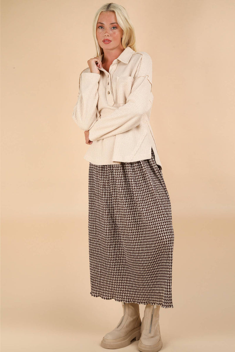 Plus Size Green Check Maxi Skirt