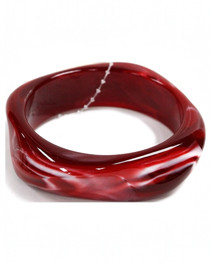 Wine Resin Geometric Bangle Bracelet