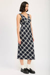Navy Plaid Maxi Dress