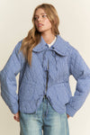 Gingham Collared Tie Front Quilted Jacket